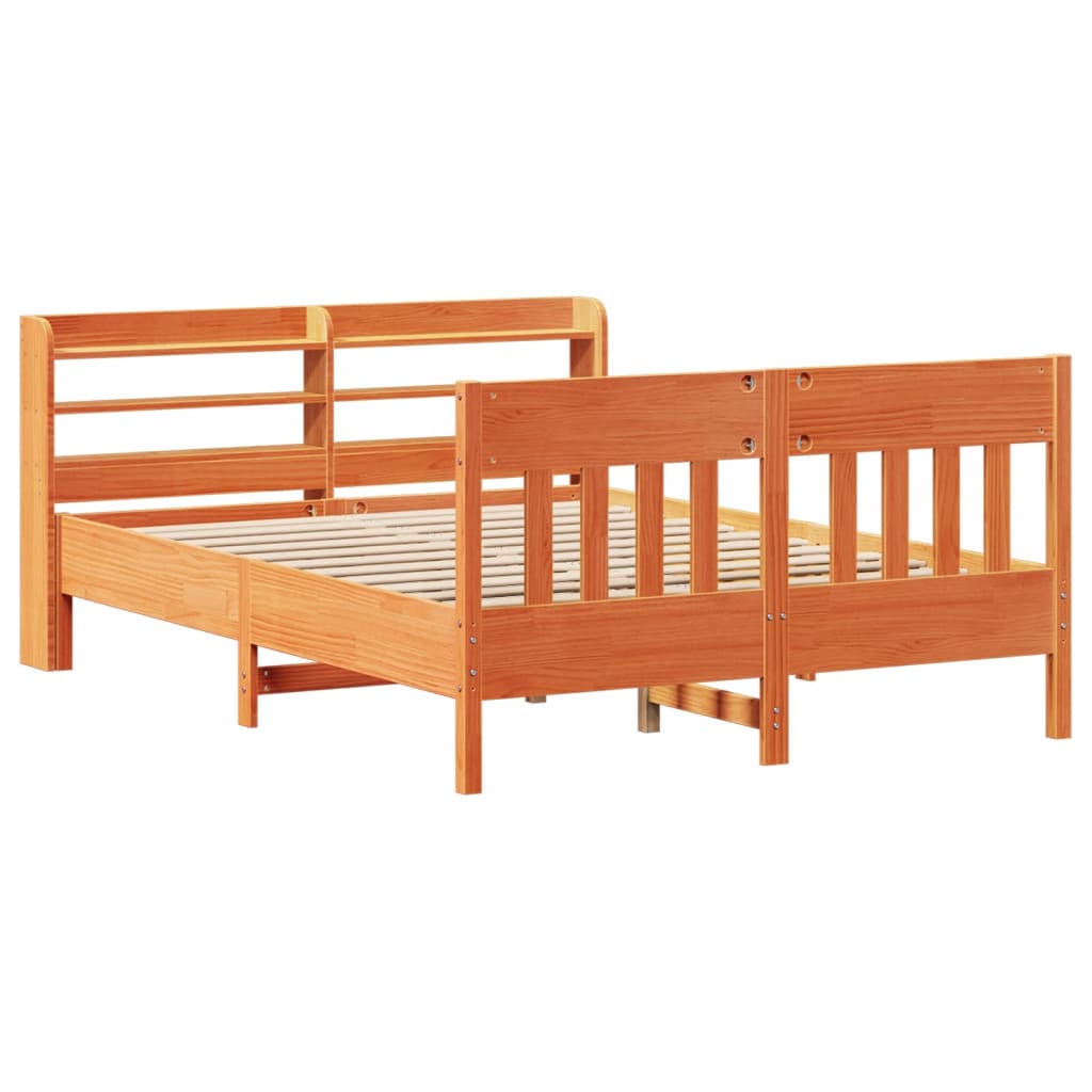 Bed Frame without Mattress Wax Brown 120x190 cm Small Double Solid Wood Pine
