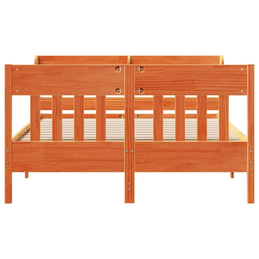 Bed Frame without Mattress Wax Brown 120x190 cm Small Double Solid Wood Pine