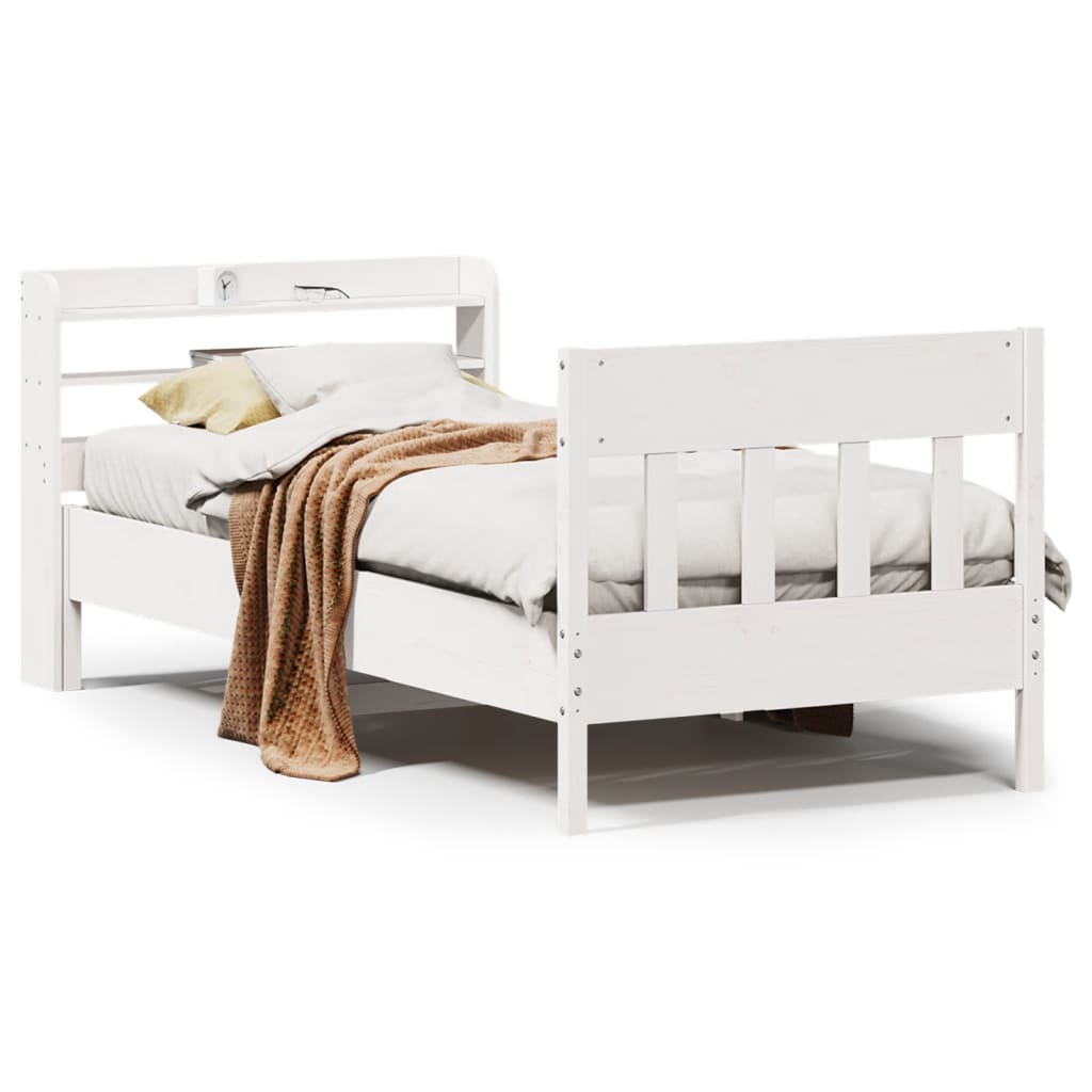 Bed Frame without Mattress White 75x190 cm Small Single Solid Wood Pine