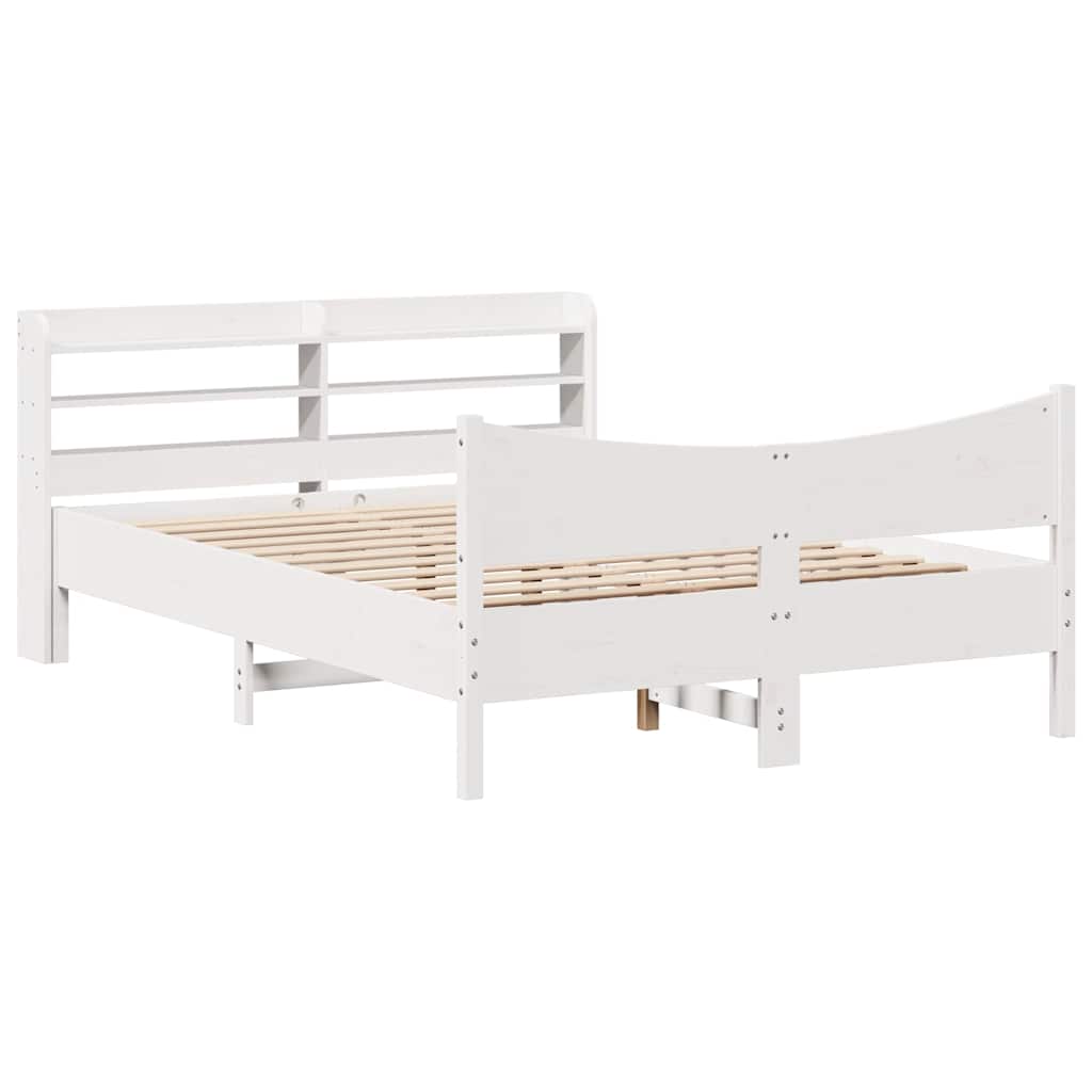 Bed Frame with Headboard White 150x200 cm King Size Solid Wood Pine