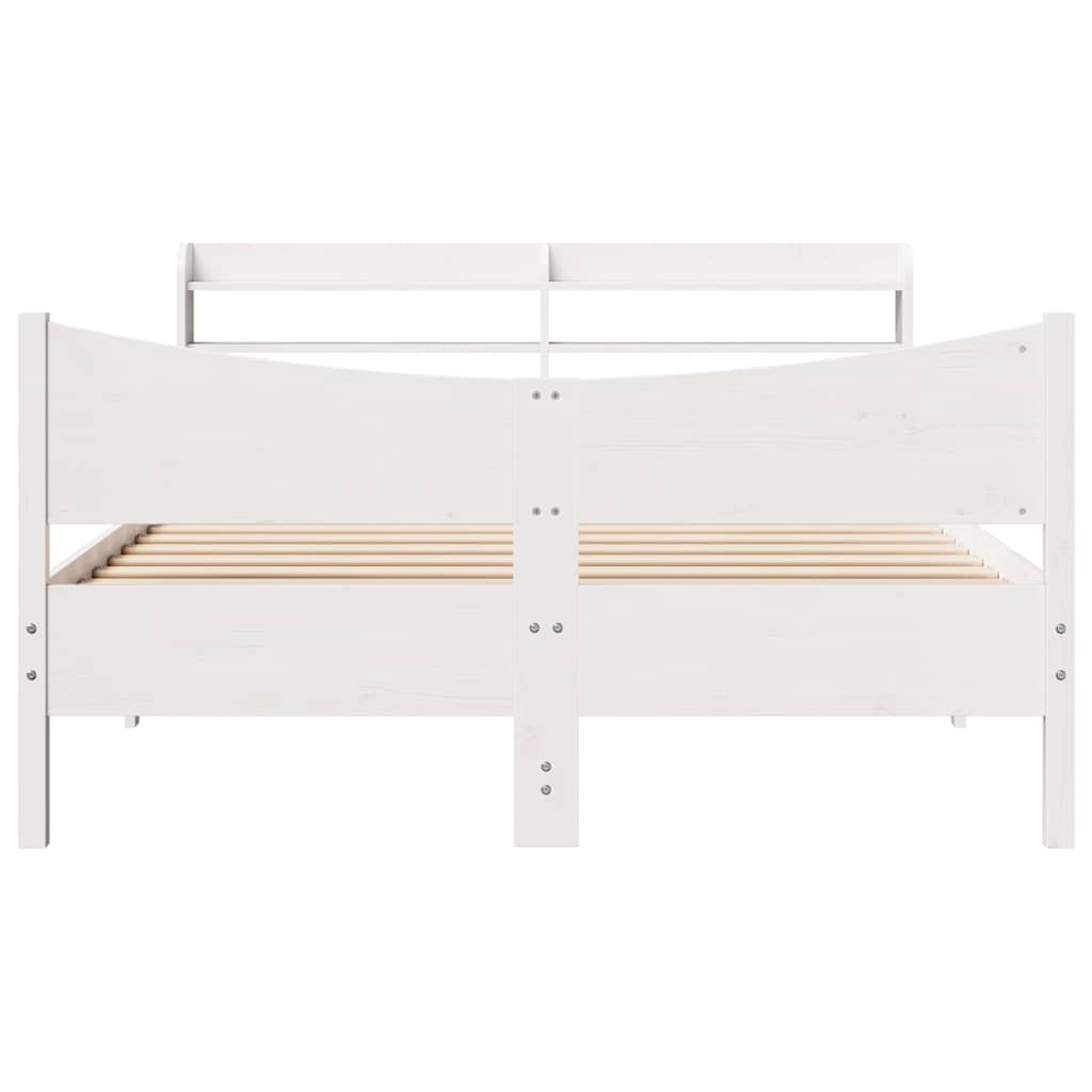 Bed Frame with Headboard White 150x200 cm King Size Solid Wood Pine