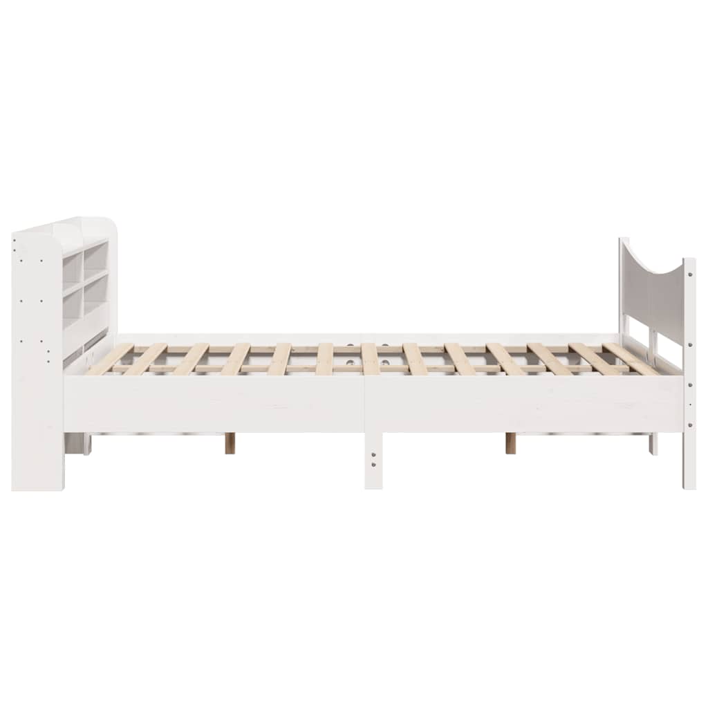 Bed Frame with Headboard White 150x200 cm King Size Solid Wood Pine