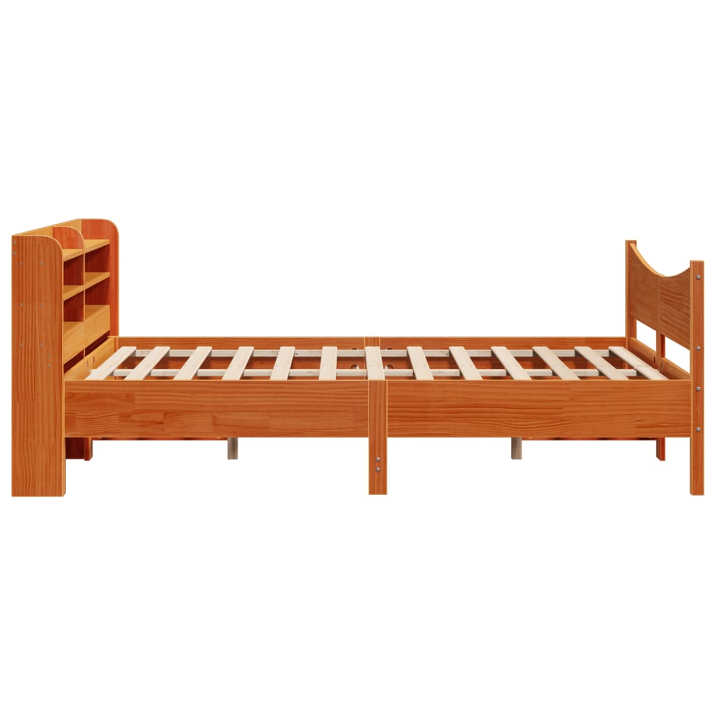 Bed Frame with Headboard Wax Brown 120x200 cm Solid Wood Pine