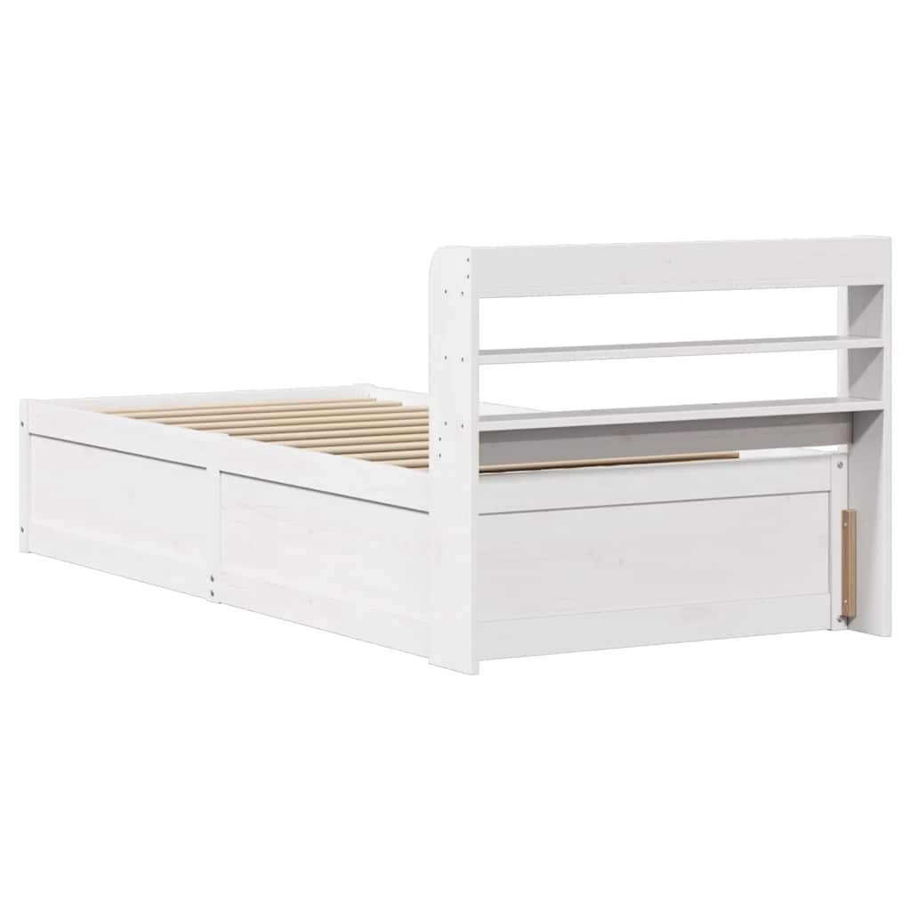 Bed Frame with Headboard White 90x200 cm Solid Wood Pine