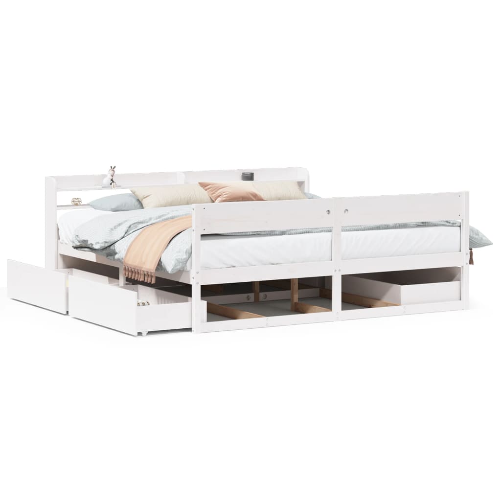 vidaXL Bed Frame without Mattress White 200x200 cm Solid Wood Pine