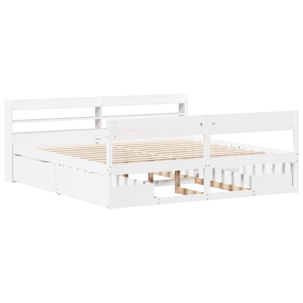 vidaXL Bed Frame without Mattress White 200x200 cm Solid Wood Pine