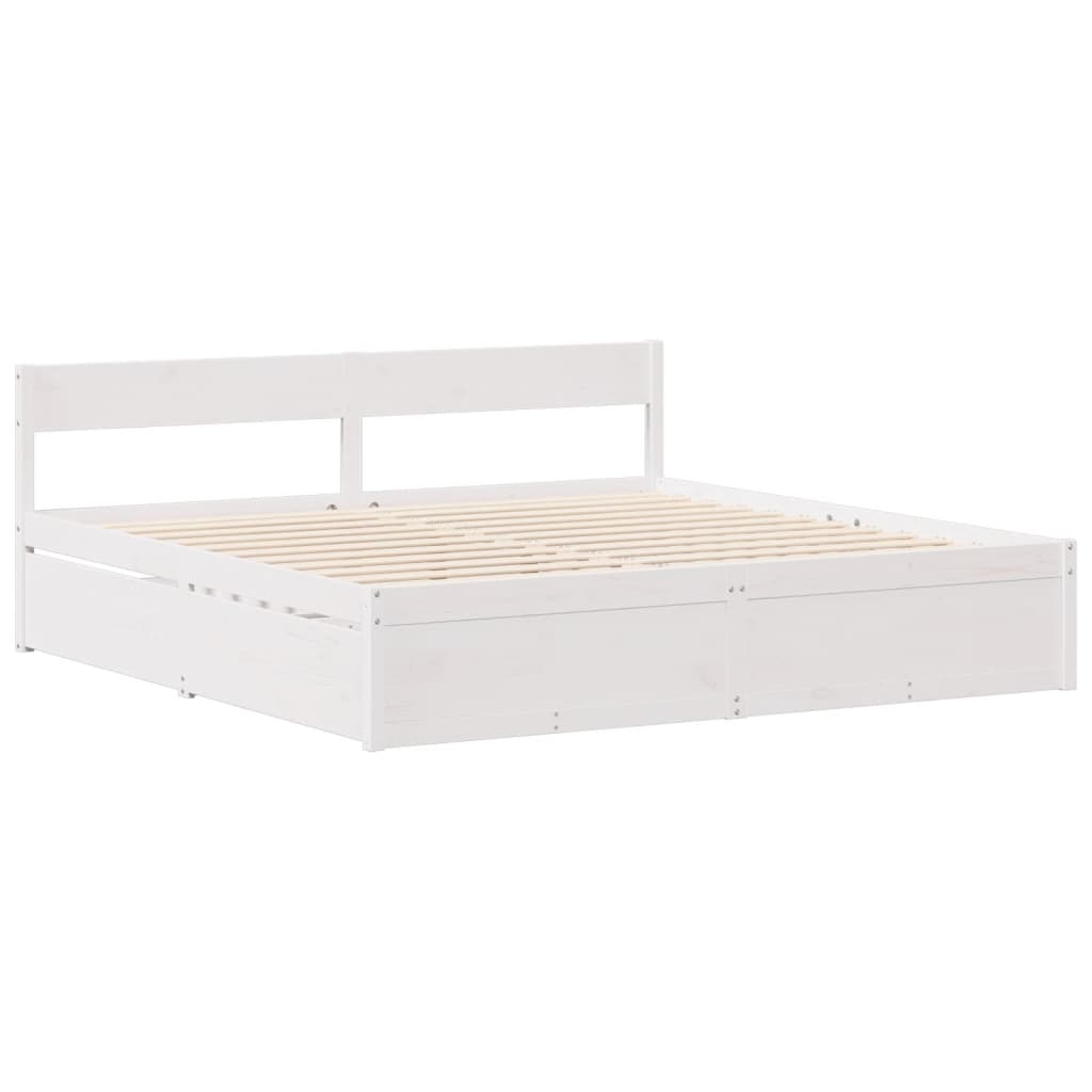 vidaXL Bed Frame without Mattress White 200x200 cm Solid Wood Pine