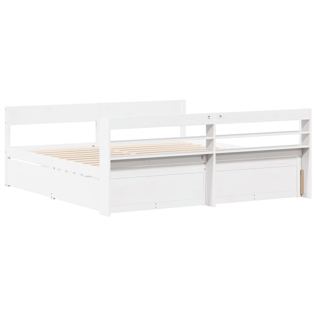 vidaXL Bed Frame without Mattress White 200x200 cm Solid Wood Pine