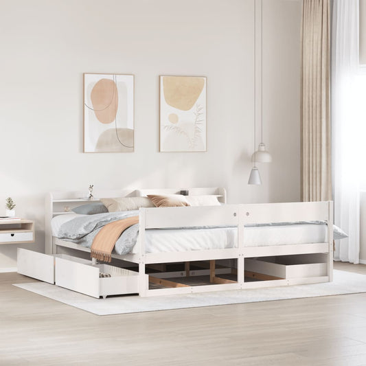 vidaXL Bed Frame without Mattress White 200x200 cm Solid Wood Pine