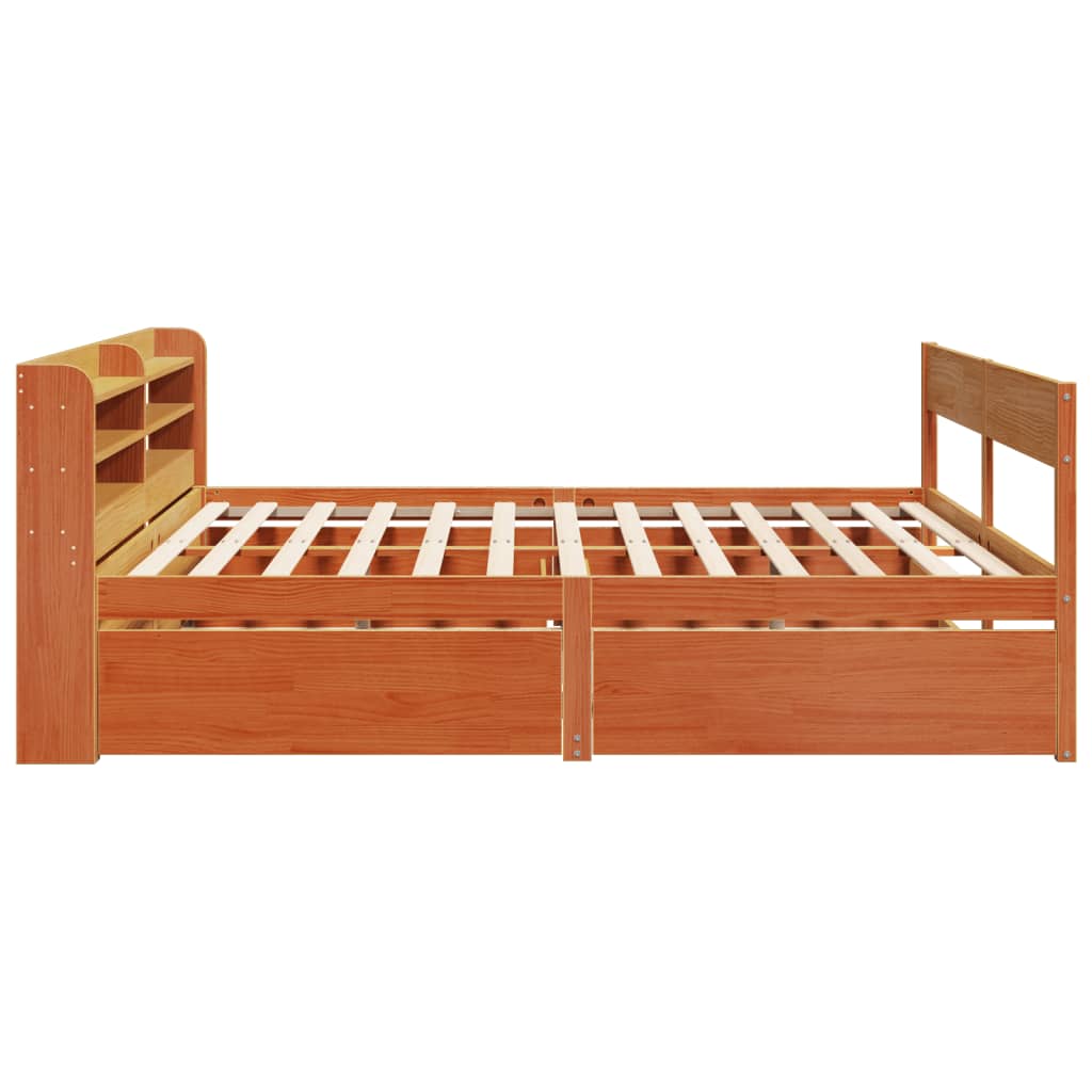 Bed Frame without Mattress Wax Brown 200x200 cm Solid Wood Pine