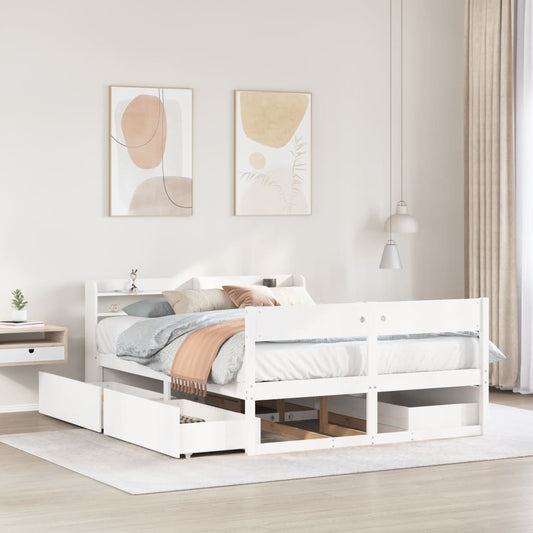 vidaXL Bed Frame without Mattress White 120x200 cm Solid Wood Pine