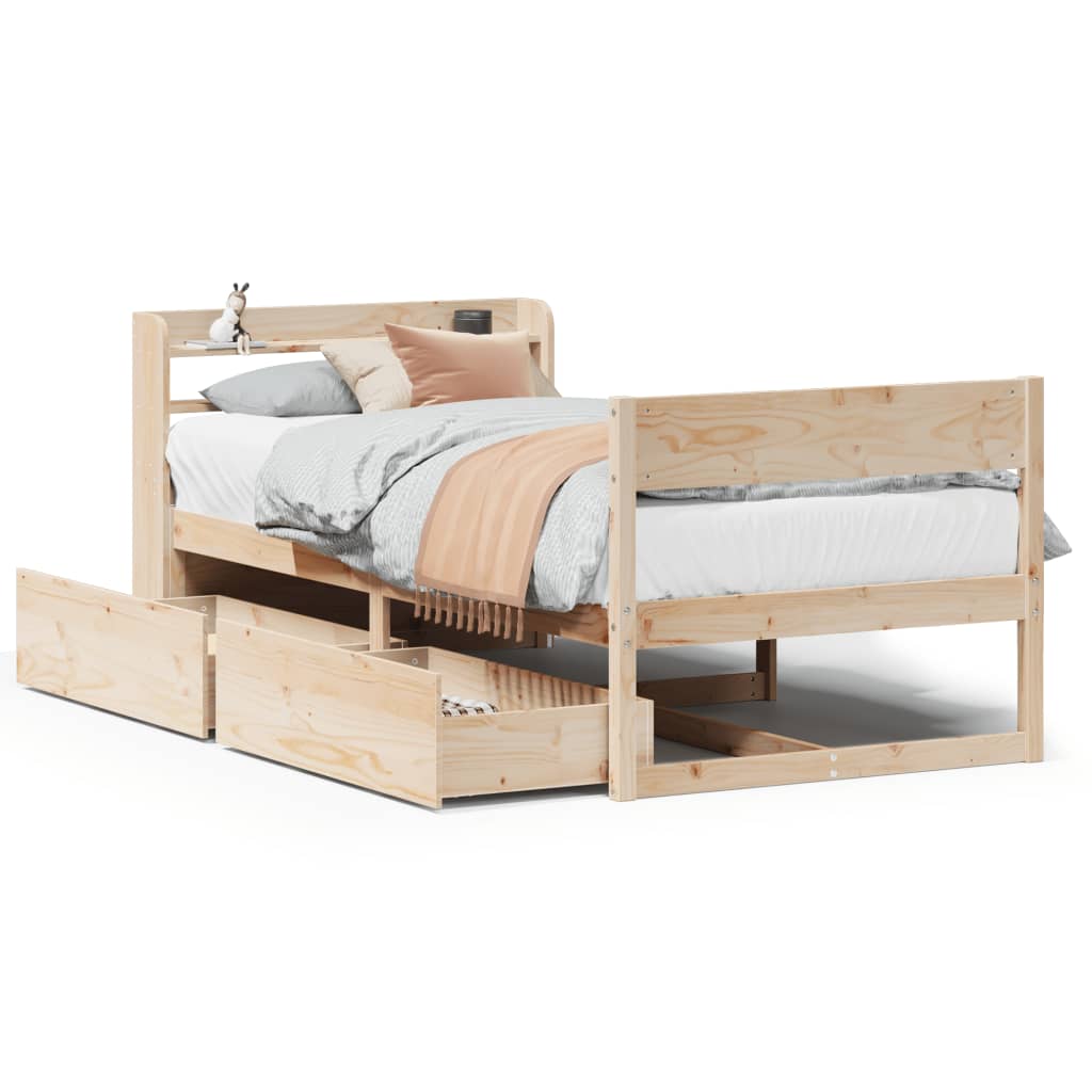 vidaXL Bed Frame without Mattress 100x200 cm Solid Wood Pine