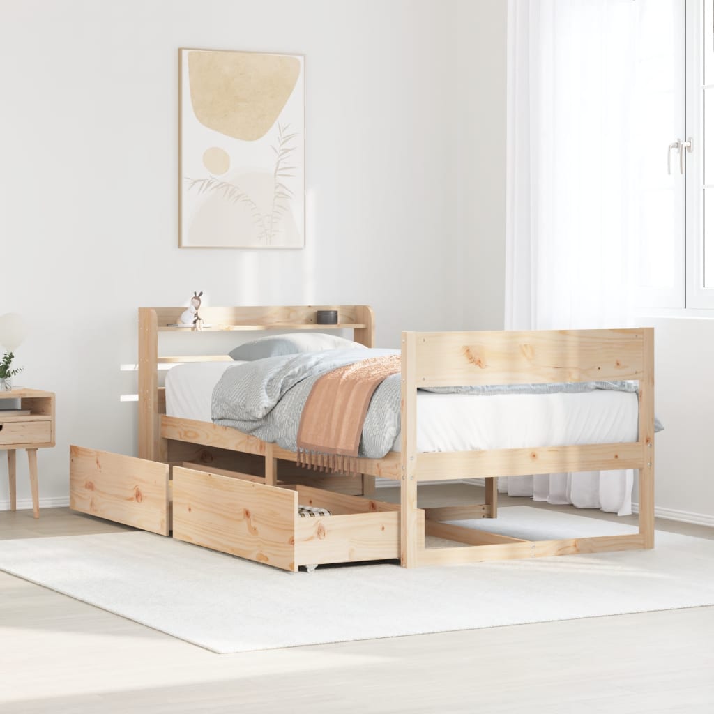 vidaXL Bed Frame without Mattress 100x200 cm Solid Wood Pine