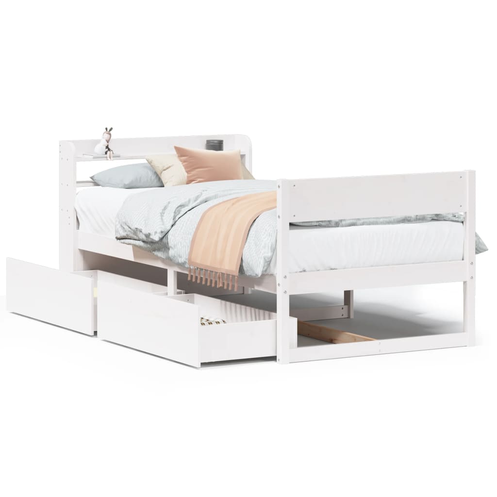 vidaXL Bed Frame without Mattress White 100x200 cm Solid Wood Pine