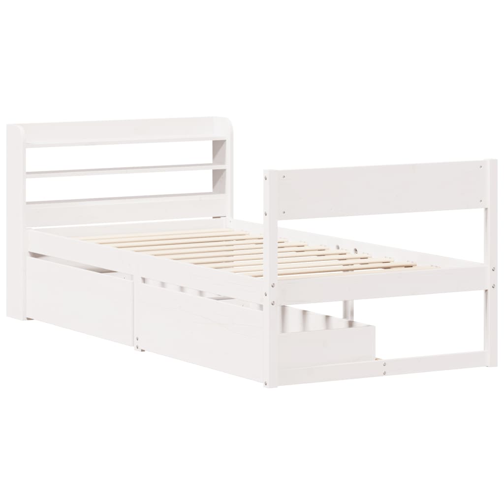 vidaXL Bed Frame without Mattress White 100x200 cm Solid Wood Pine