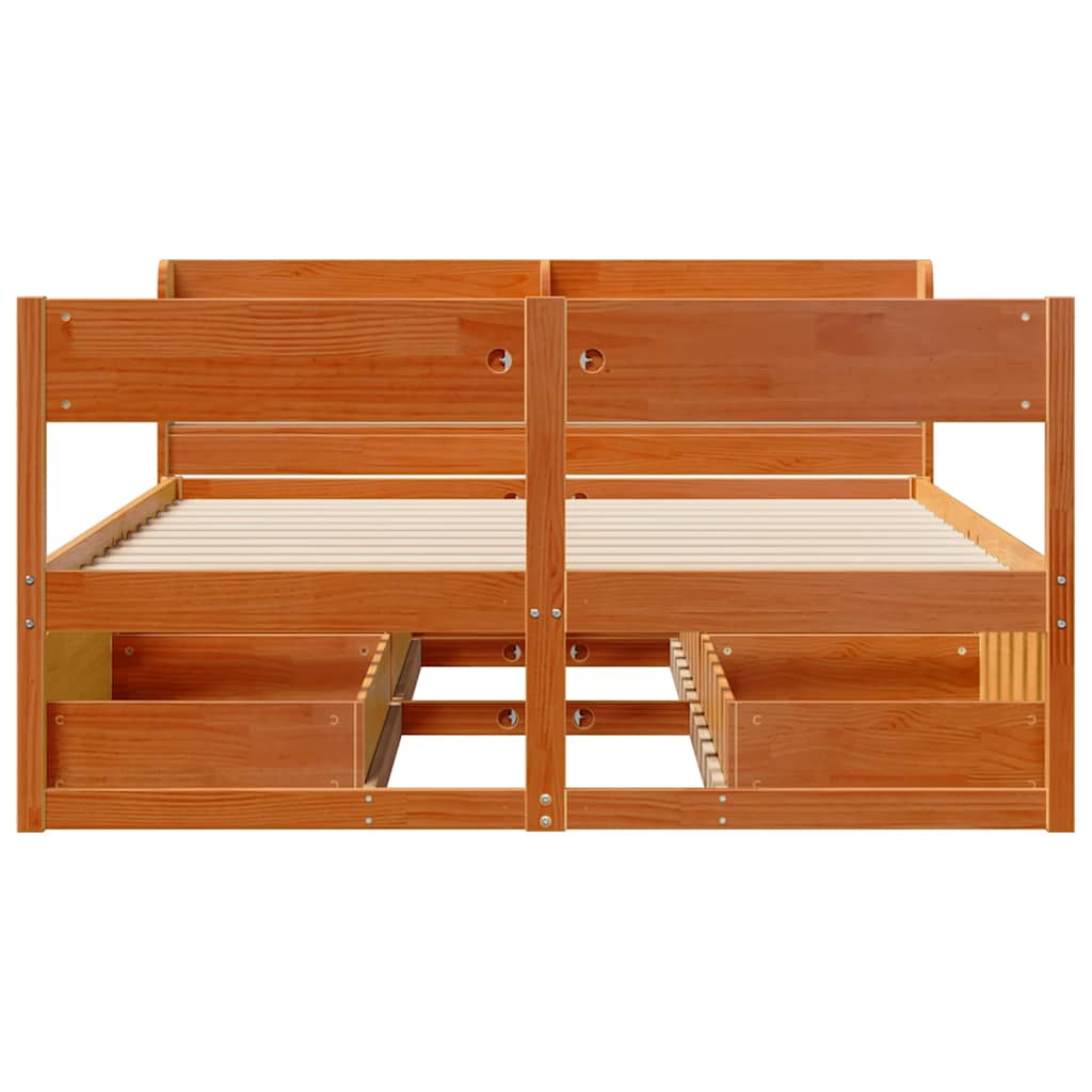 Bed Frame without Mattress Wax Brown 140x190 cm Solid Wood Pine
