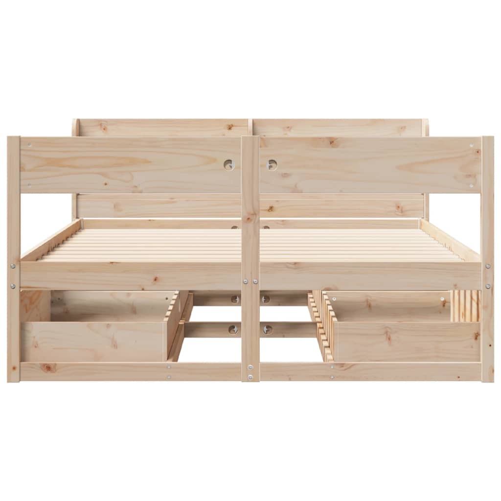 Bed Frame without Mattress 135x190 cm Double Solid Wood Pine