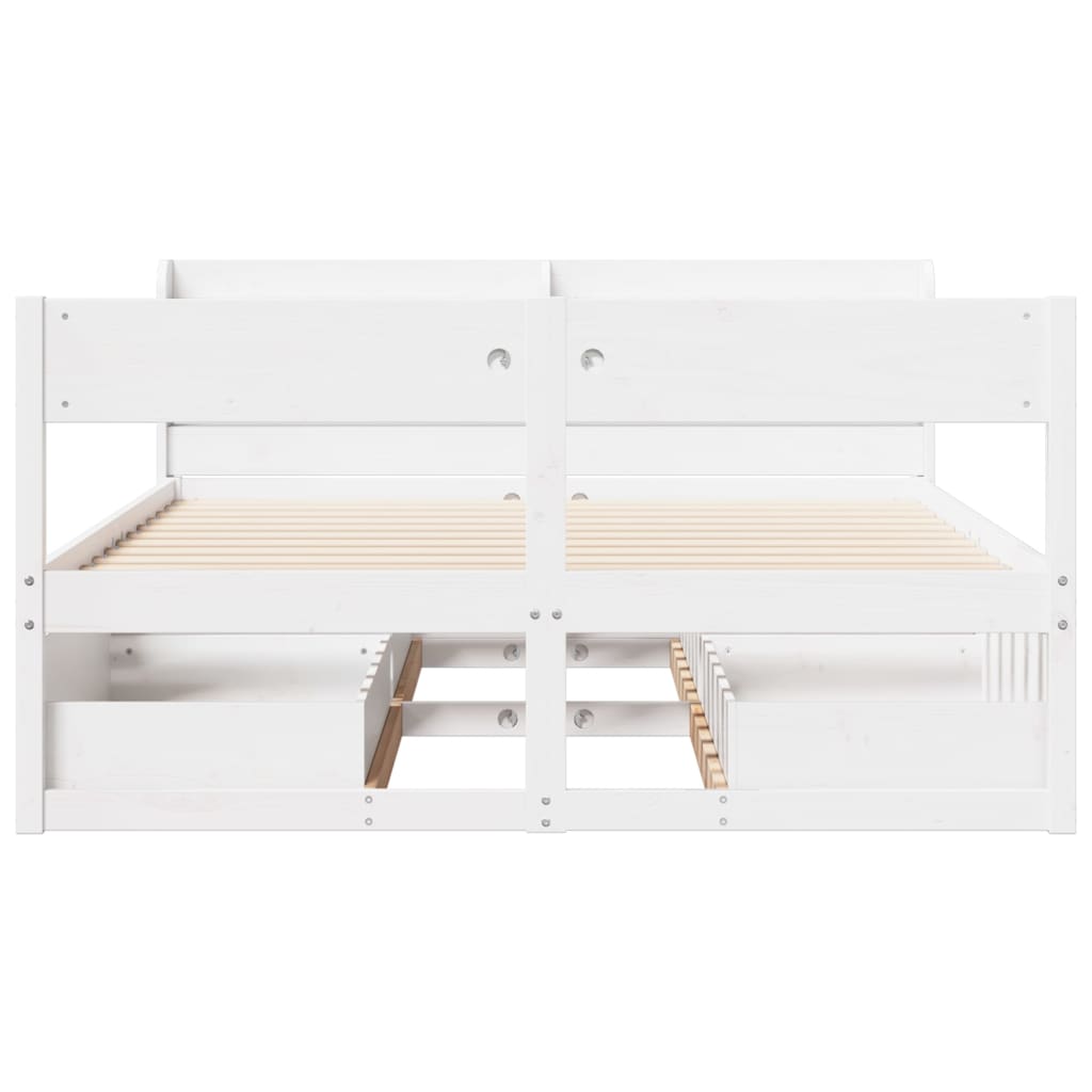 Bed Frame without Mattress White 135x190 cm Double Solid Wood Pine
