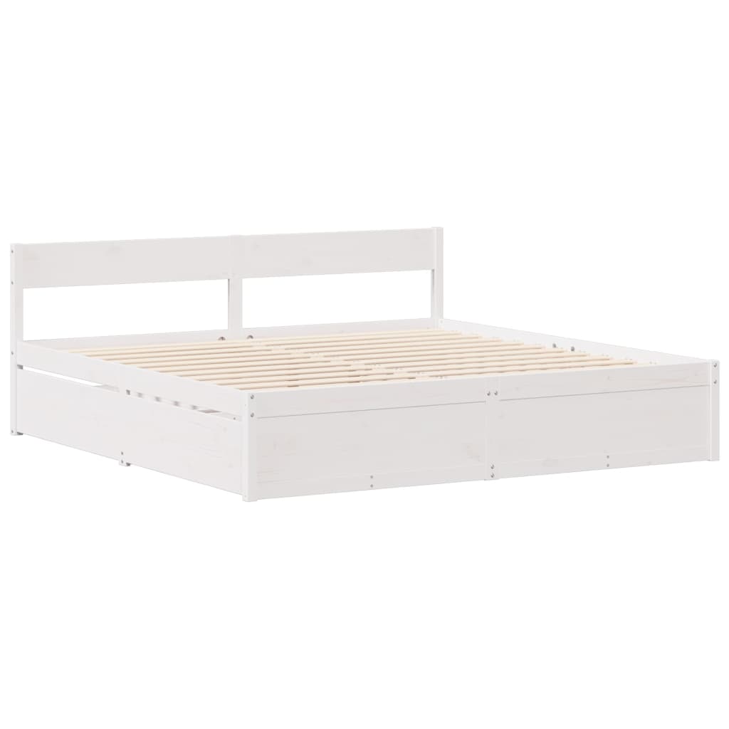 Bed Frame without Mattress White 135x190 cm Double Solid Wood Pine