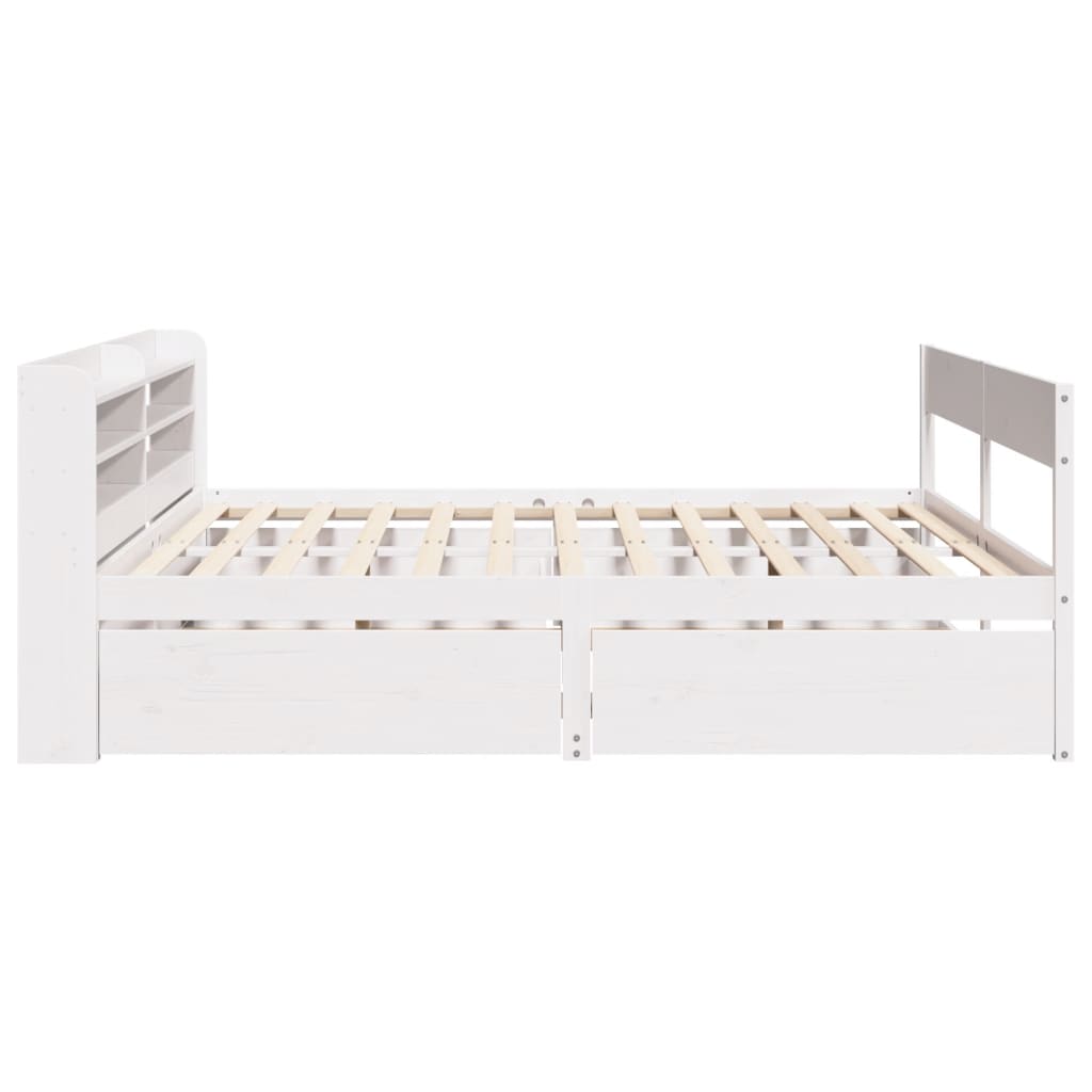 Bed Frame without Mattress White 135x190 cm Double Solid Wood Pine