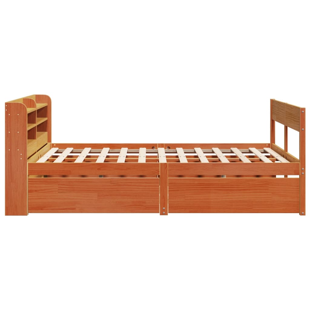 Bed Frame without Mattress Wax Brown 135x190 cm Double Solid Wood Pine