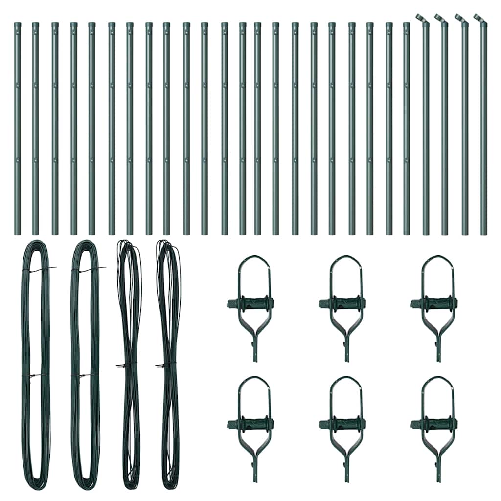Embedded Fence Post 26 pcs Green Powder-Coated Steel