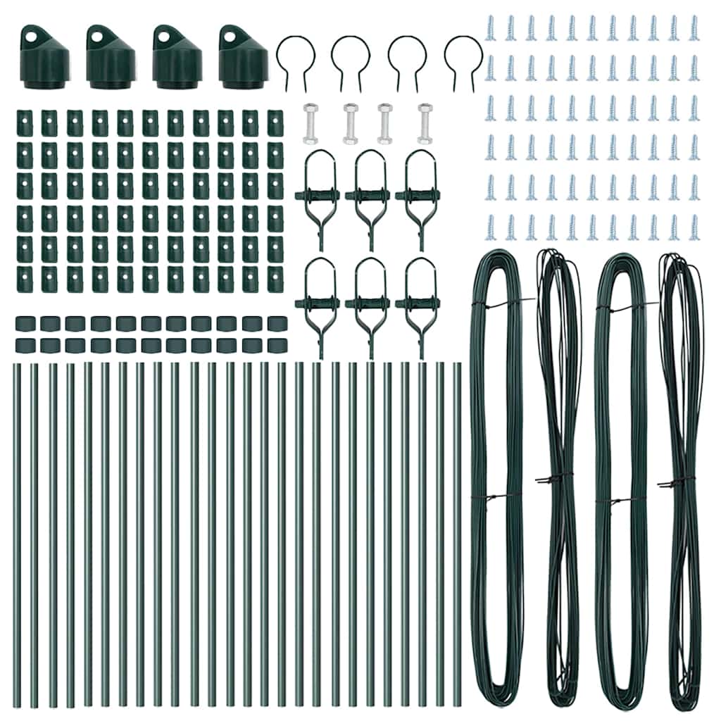 Embedded Fence Post 26 pcs Green Powder-Coated Steel