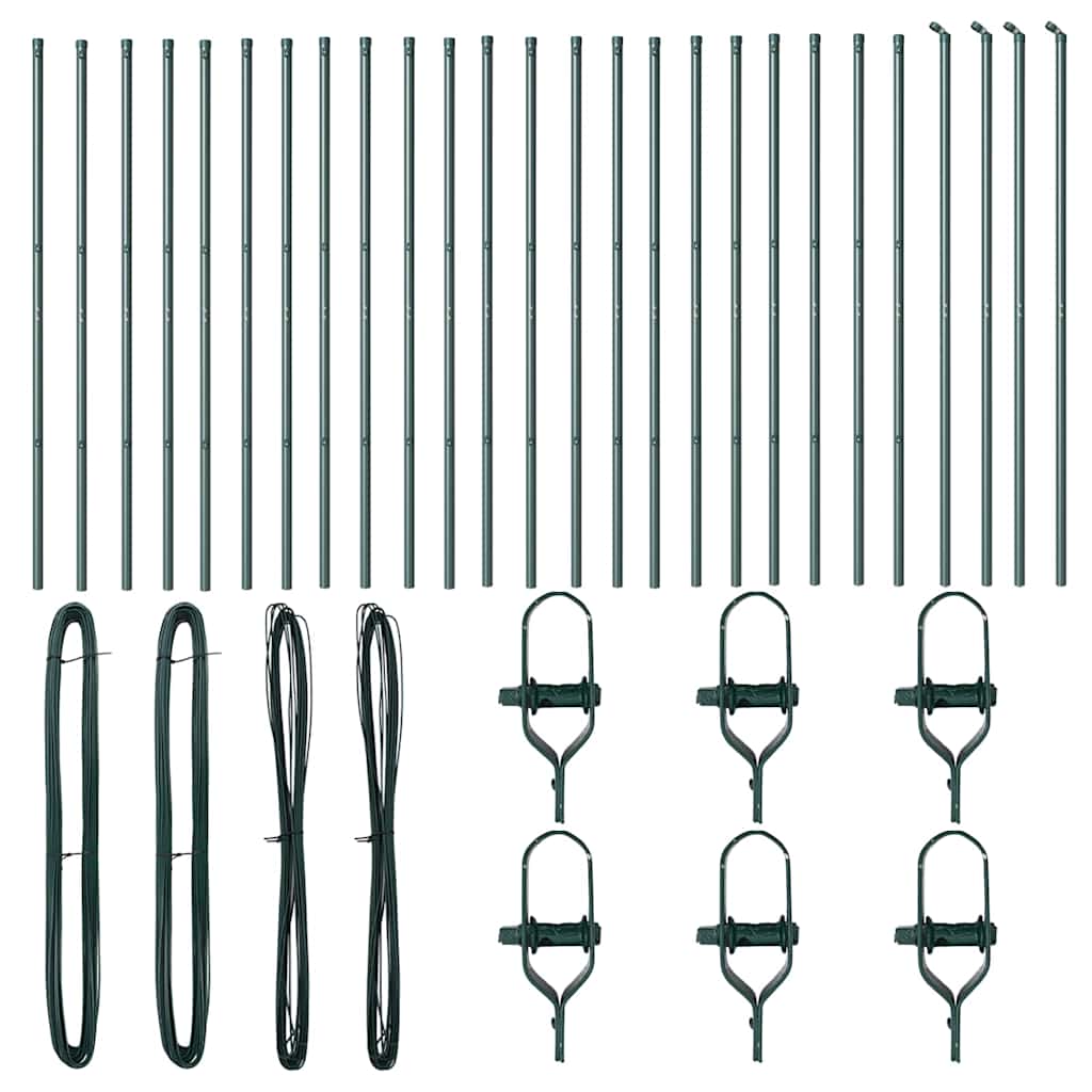 Embedded Fence Post 26 pcs Green Powder-Coated Steel