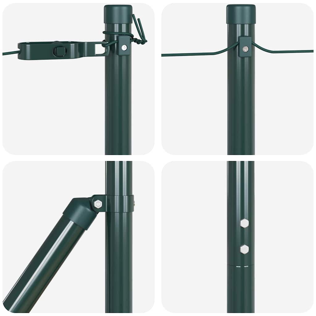 Embedded Fence Post 26 pcs Green Powder-Coated Steel