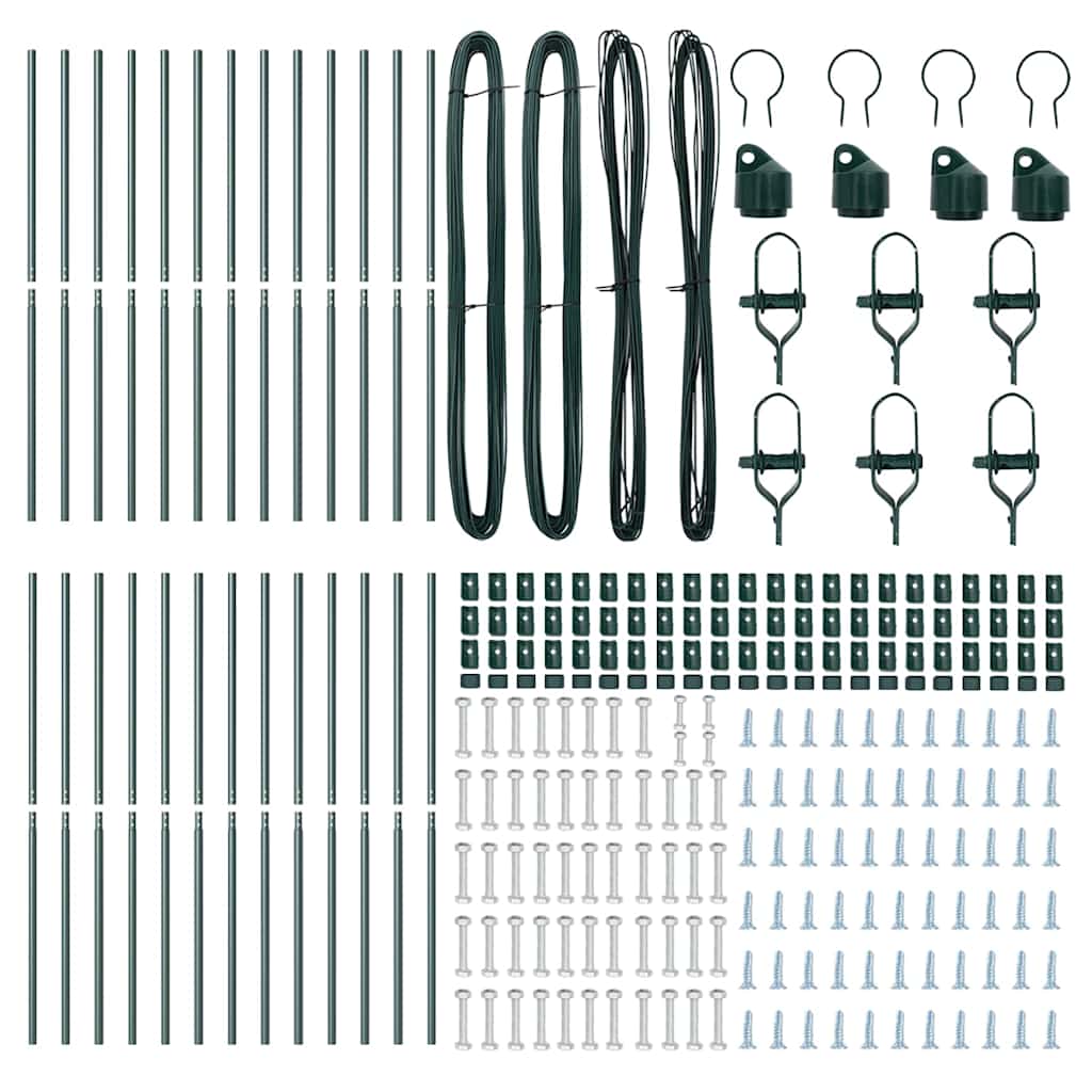 Embedded Fence Post 26 pcs Green Powder-Coated Steel