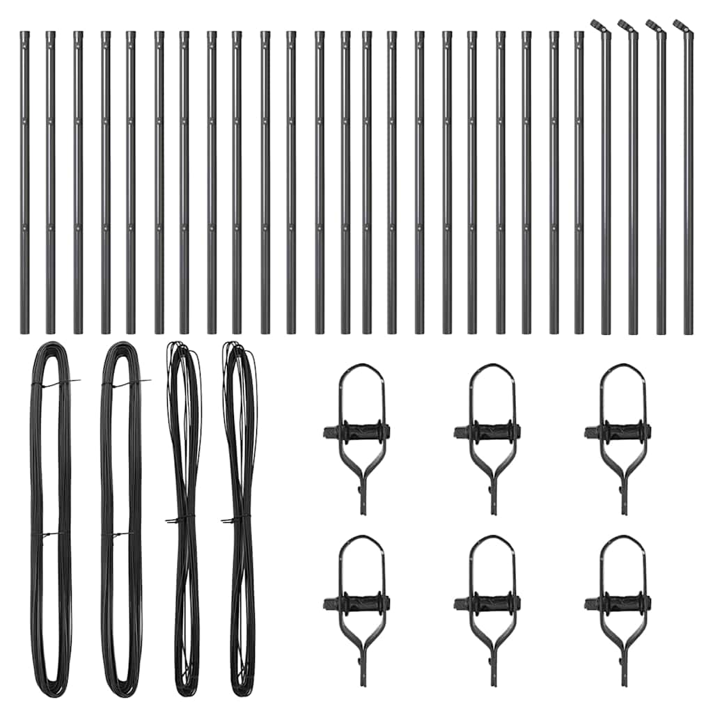 Embedded Fence Post 26 pcs Grey Powder-Coated Steel