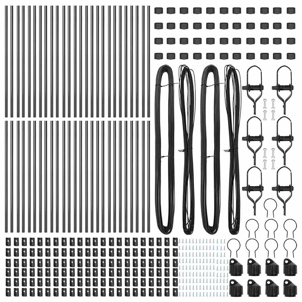 Embedded Fence Post 52 pcs Grey Powder-Coated Steel