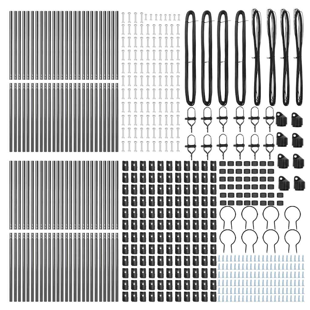 Embedded Fence Post 52 pcs Grey Powder-Coated Steel
