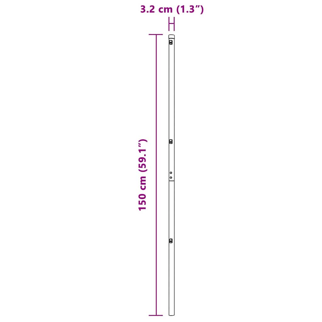 Embedded Fence Post 52 pcs Grey Powder-Coated Steel