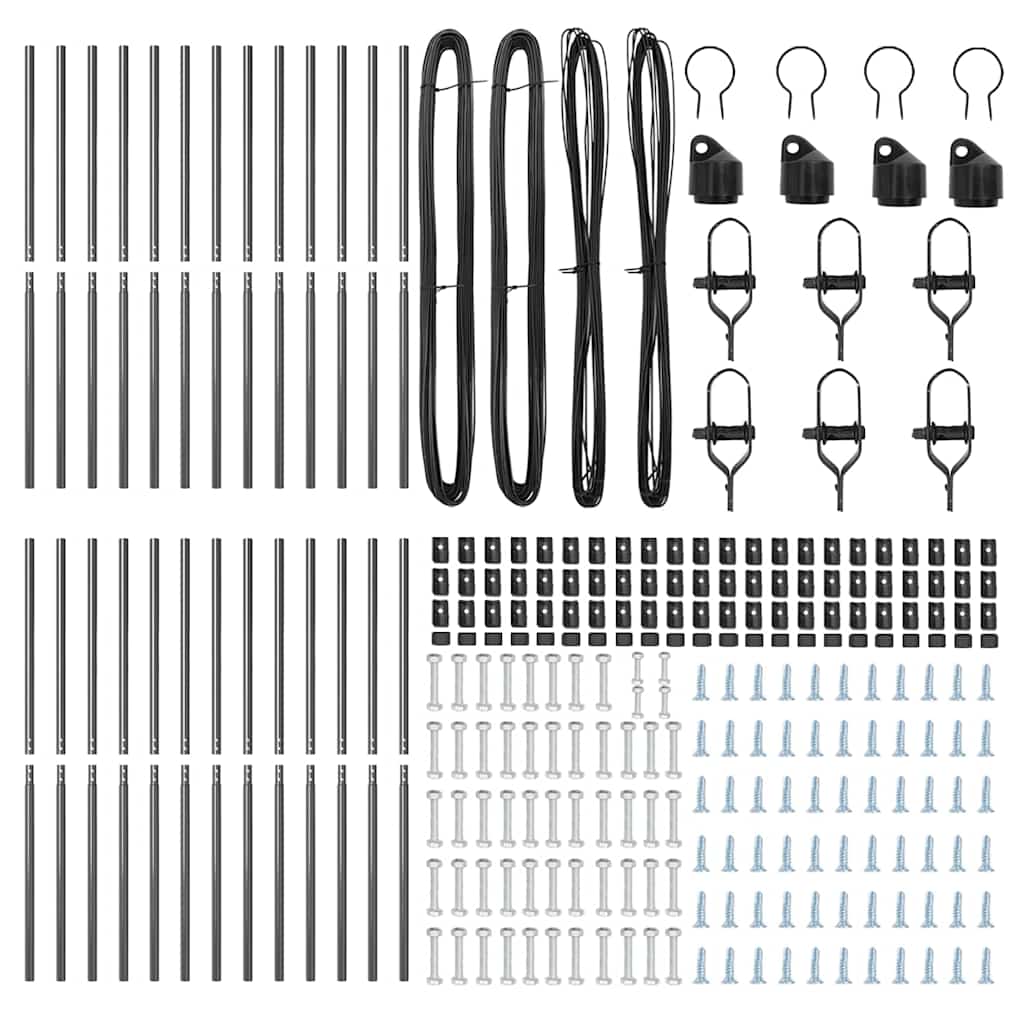 Embedded Fence Post 26 pcs Grey Powder-Coated Steel