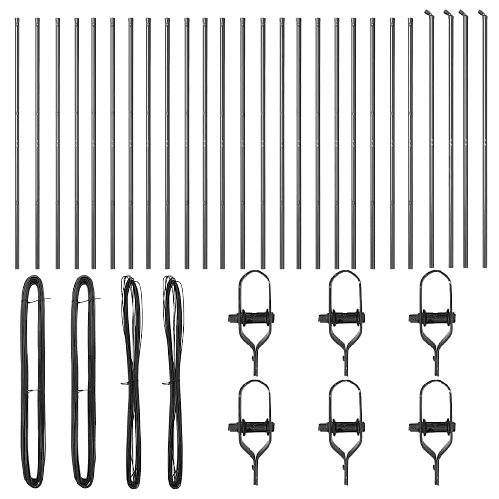 Embedded Fence Post 26 pcs Grey Powder-Coated Steel