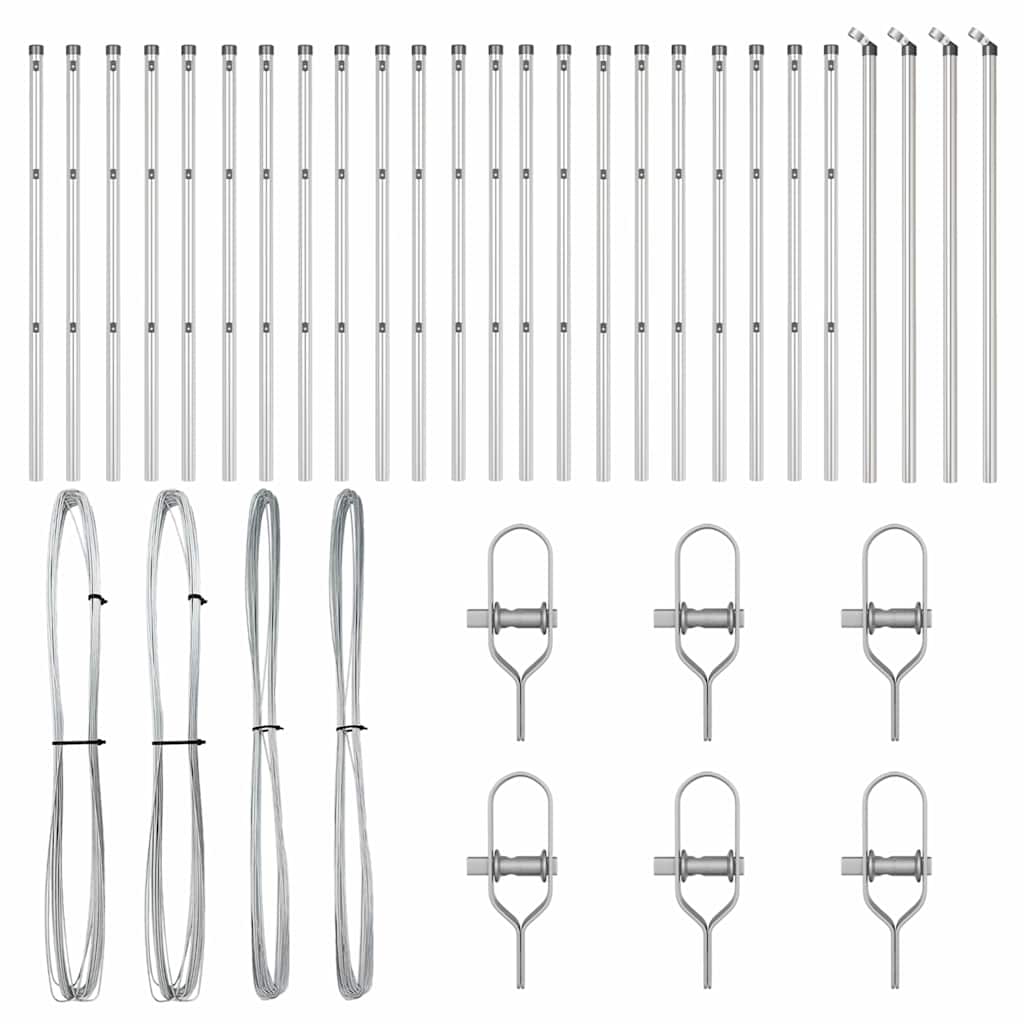 Embedded Fence Post 26 pcs Silver Powder-Coated Steel