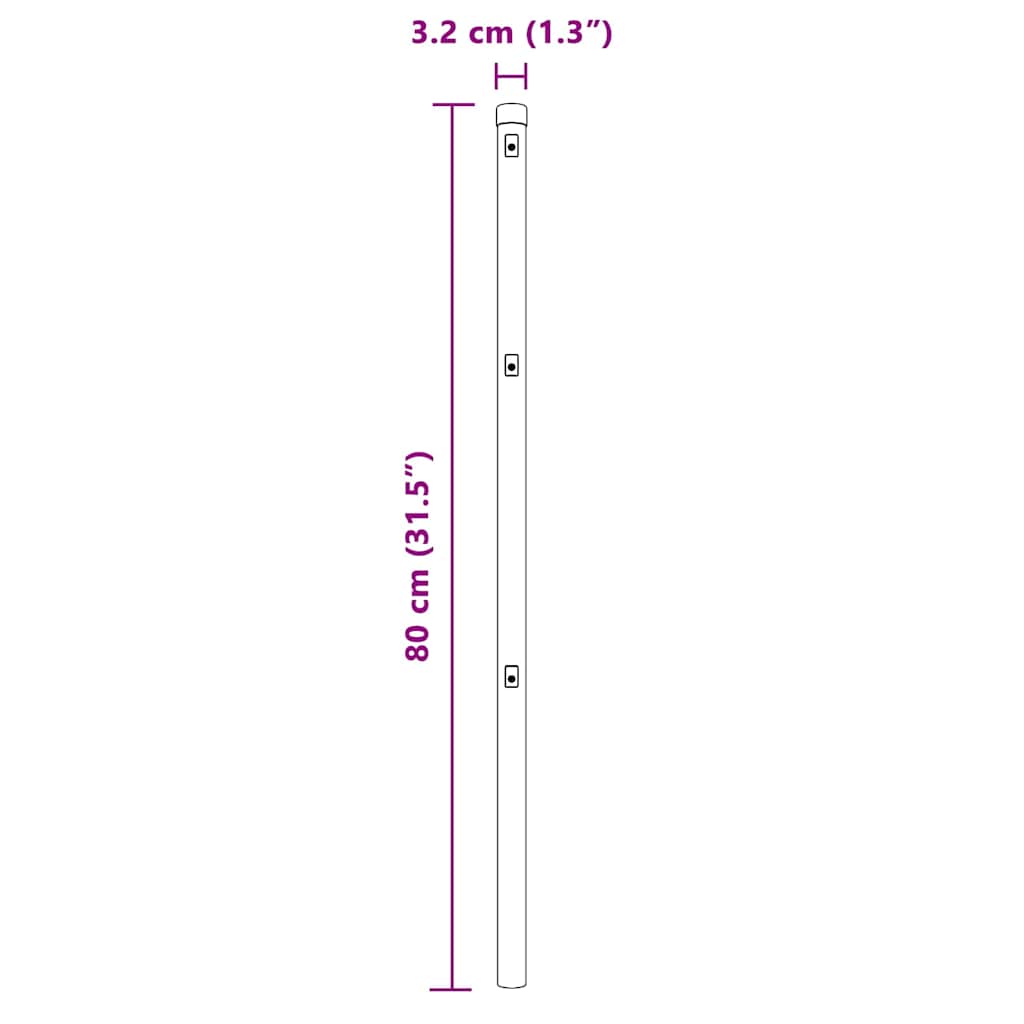 Fence Post 52 pcs Grey 3.2 x 3.2 x 80 cm