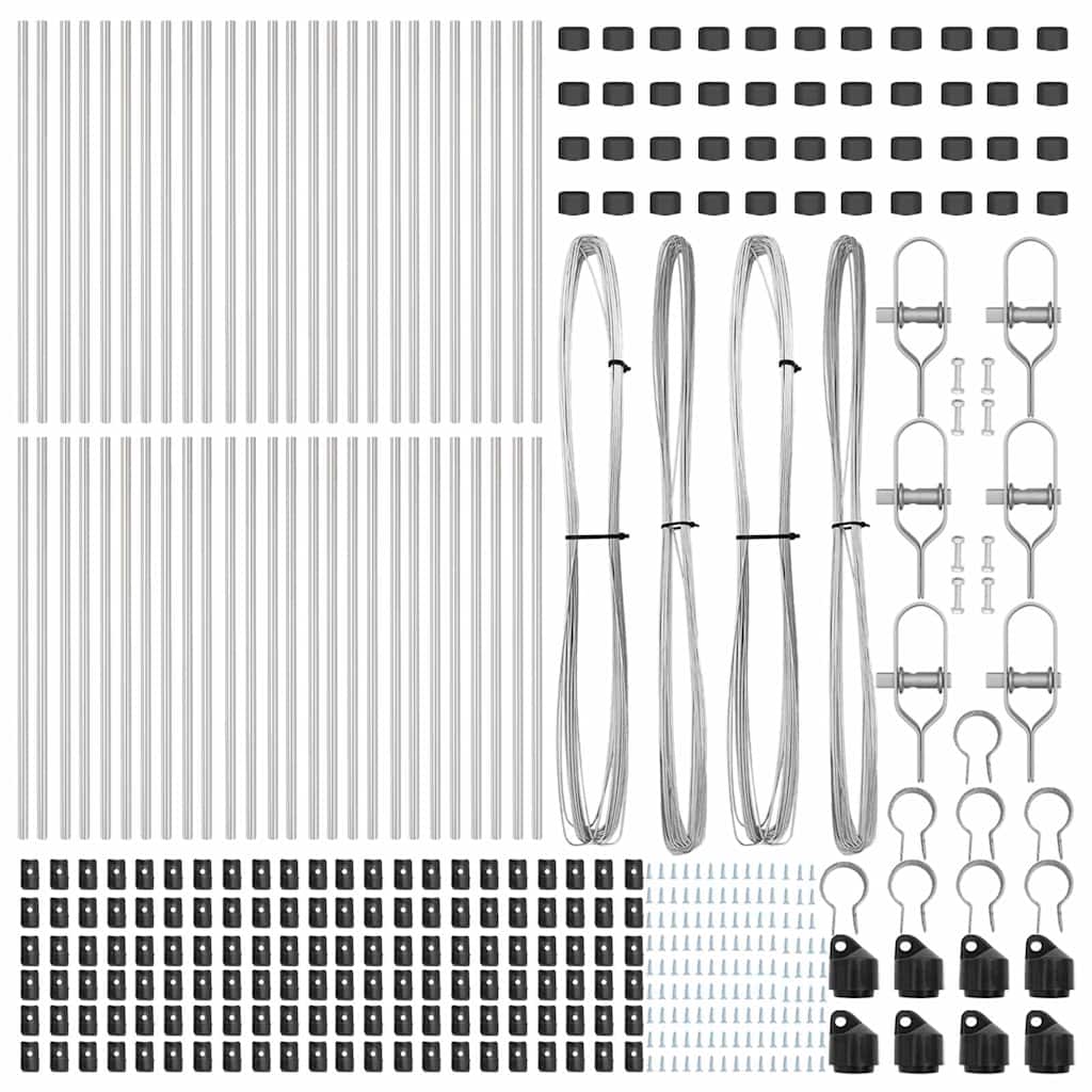 Embedded Fence Post 52 pcs Silver Powder-Coated Steel