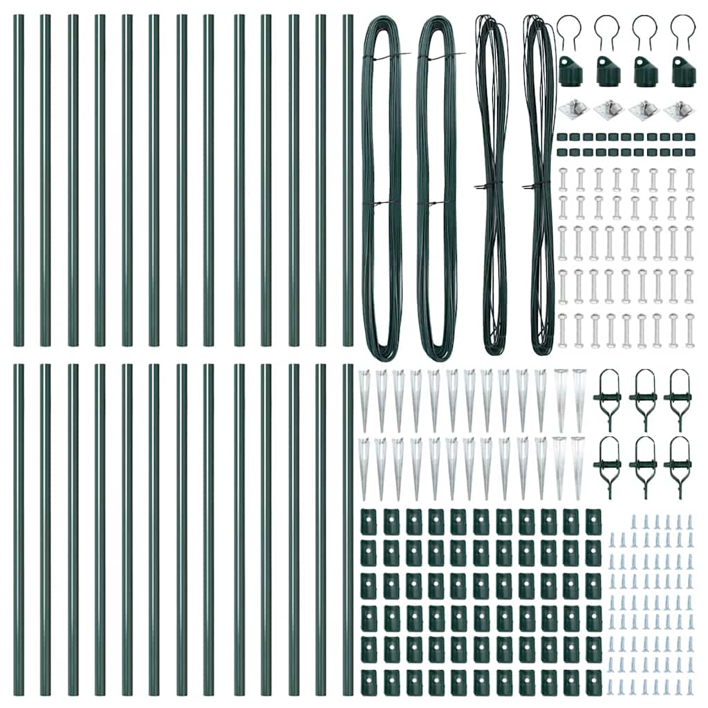 Ground Spike Fence Post 26 pcs Green Powder-Coated Steel