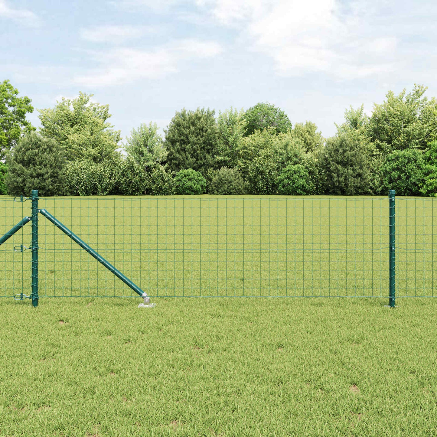 Ground Spike Fence Post 52 pcs Green Powder-Coated Steel