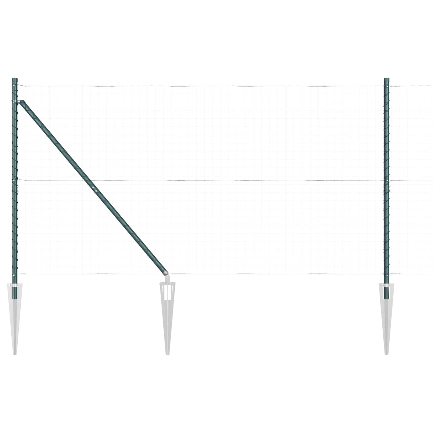 Ground Spike Fence Post 52 pcs Green Powder-Coated Steel
