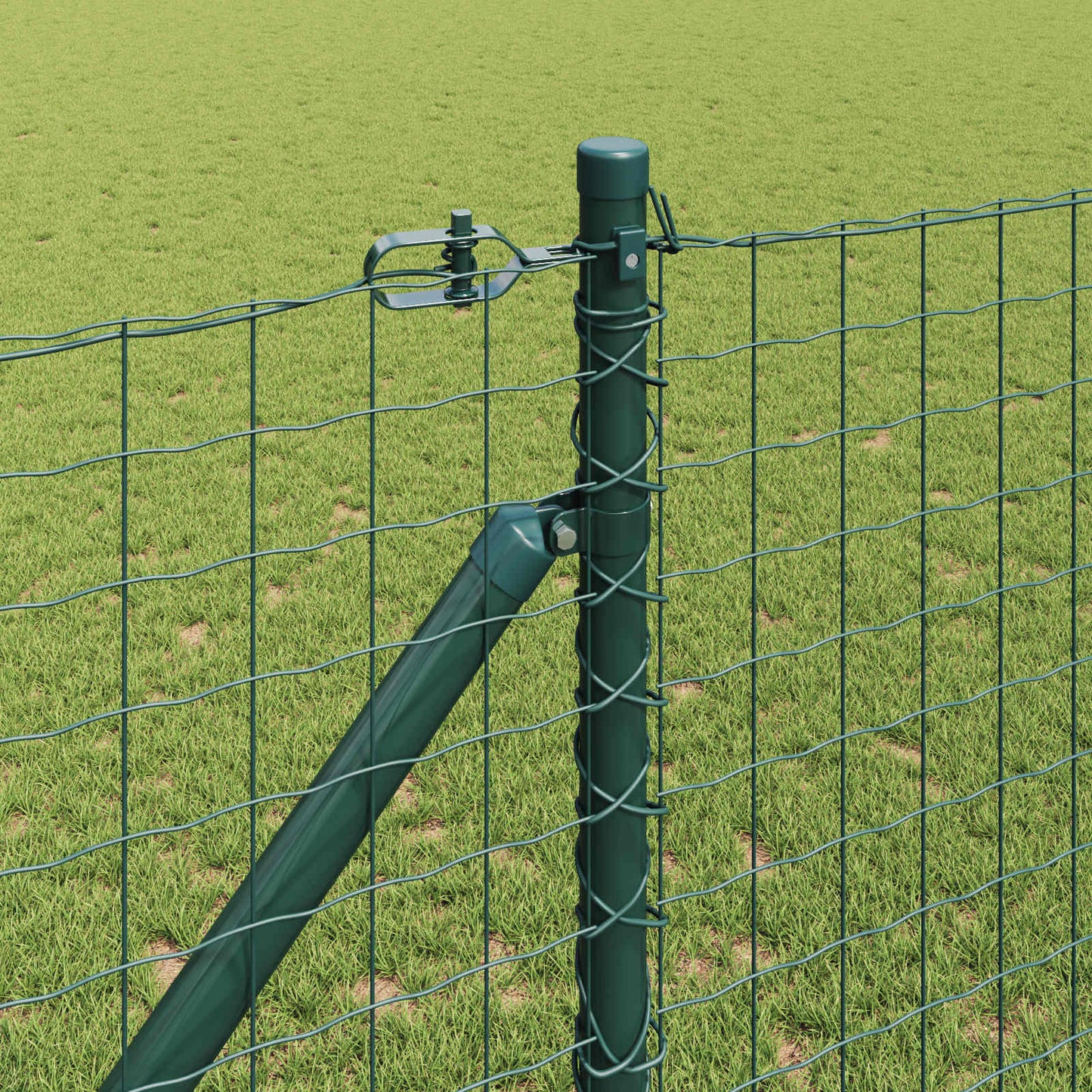 Ground Spike Fence Post 52 pcs Green Powder-Coated Steel