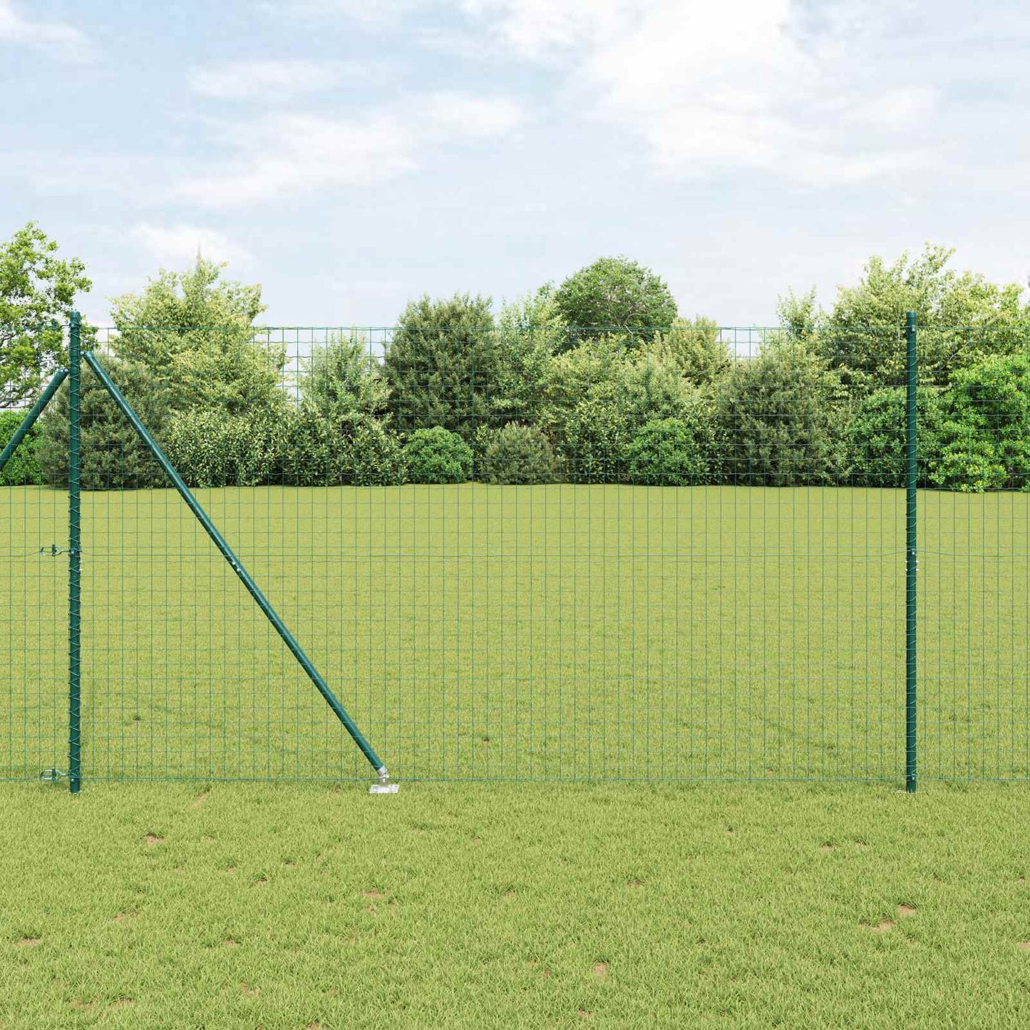 Ground Spike Fence Post 26 pcs Green Powder-Coated Steel