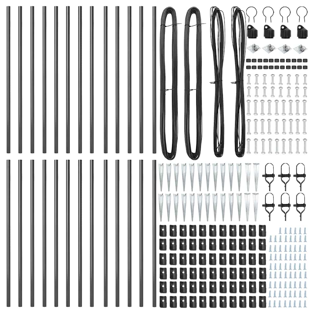 Ground Spike Fence Post 26 pcs Grey Powder-Coated Steel