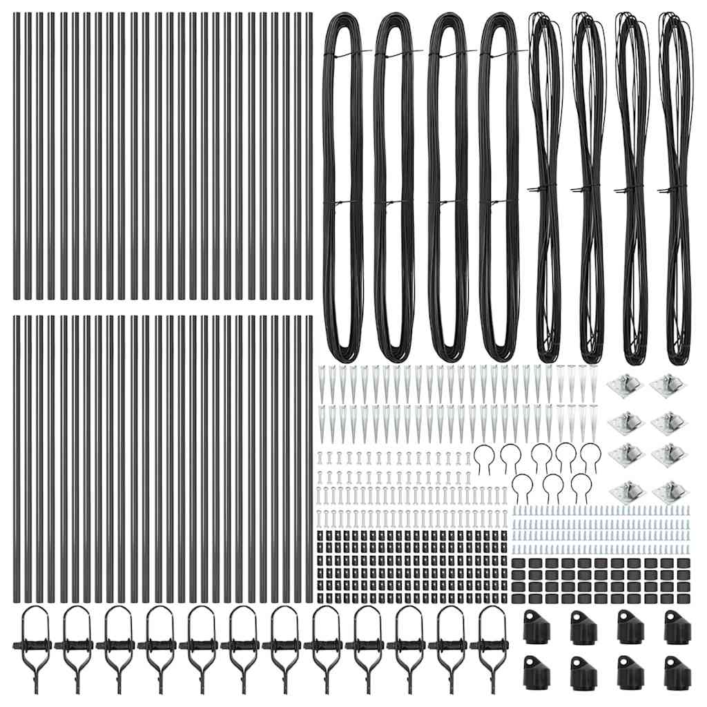 Ground Spike Fence Post 52 pcs Grey Powder-Coated Steel