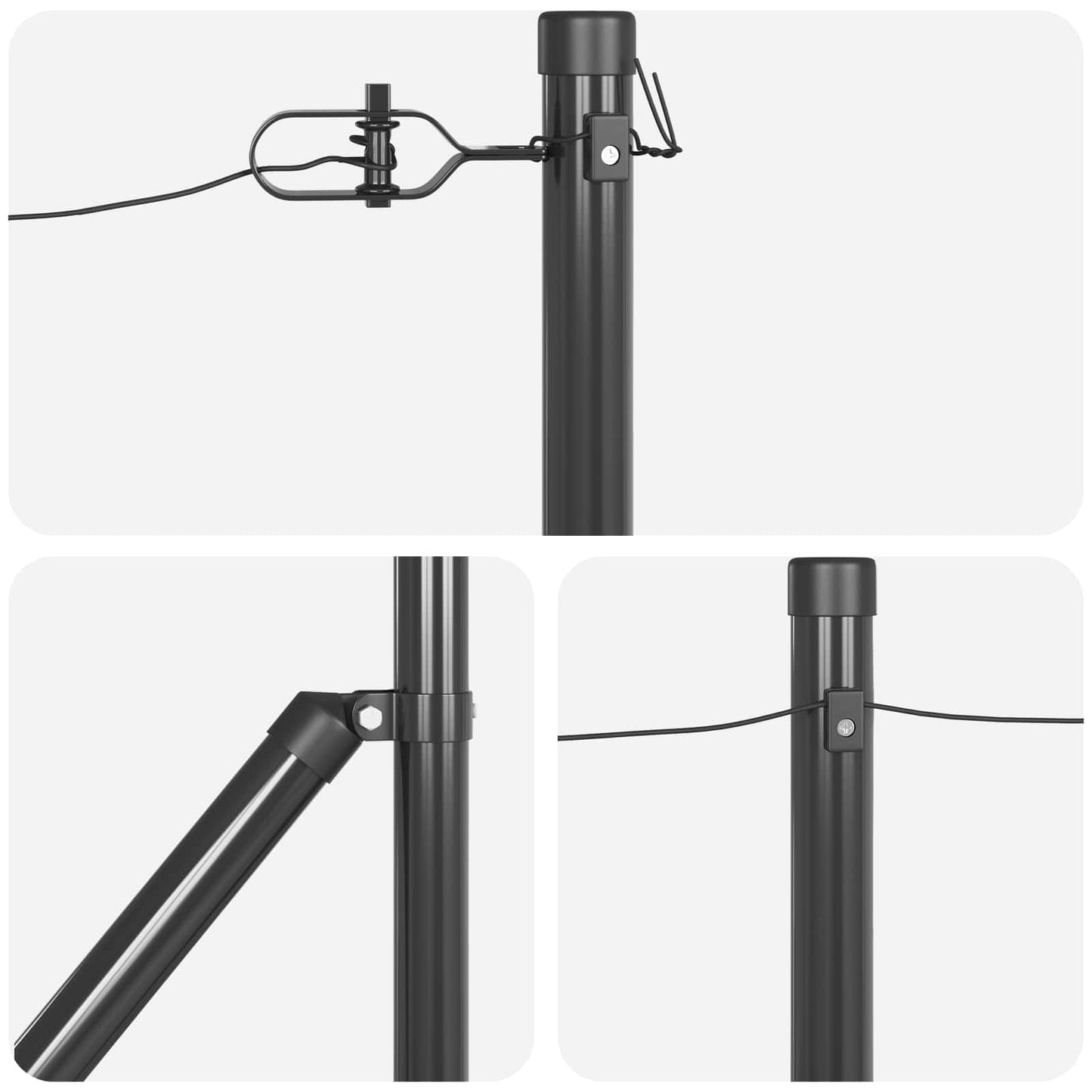 Ground Spike Fence Post 52 pcs Grey Powder-Coated Steel