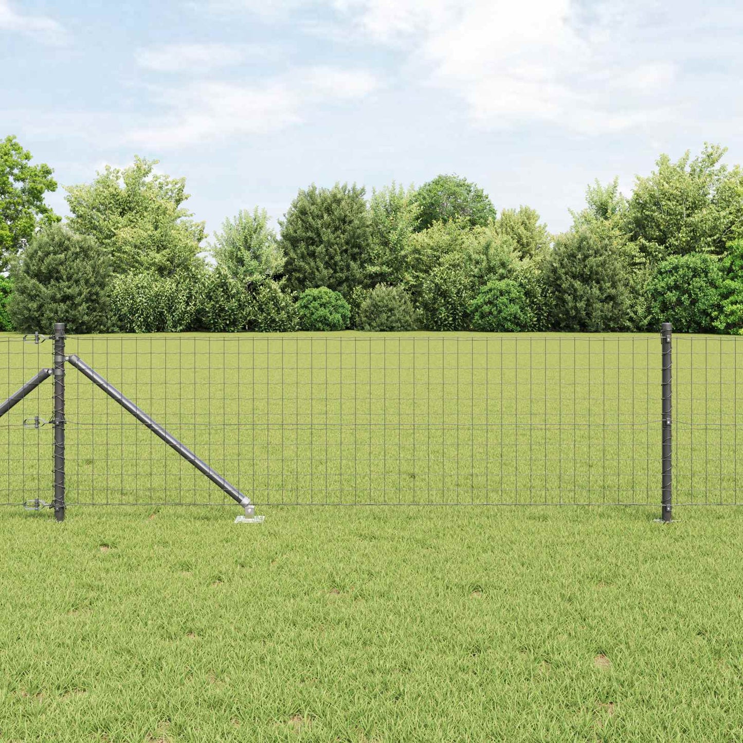 Ground Spike Fence Post 52 pcs Grey Powder-Coated Steel