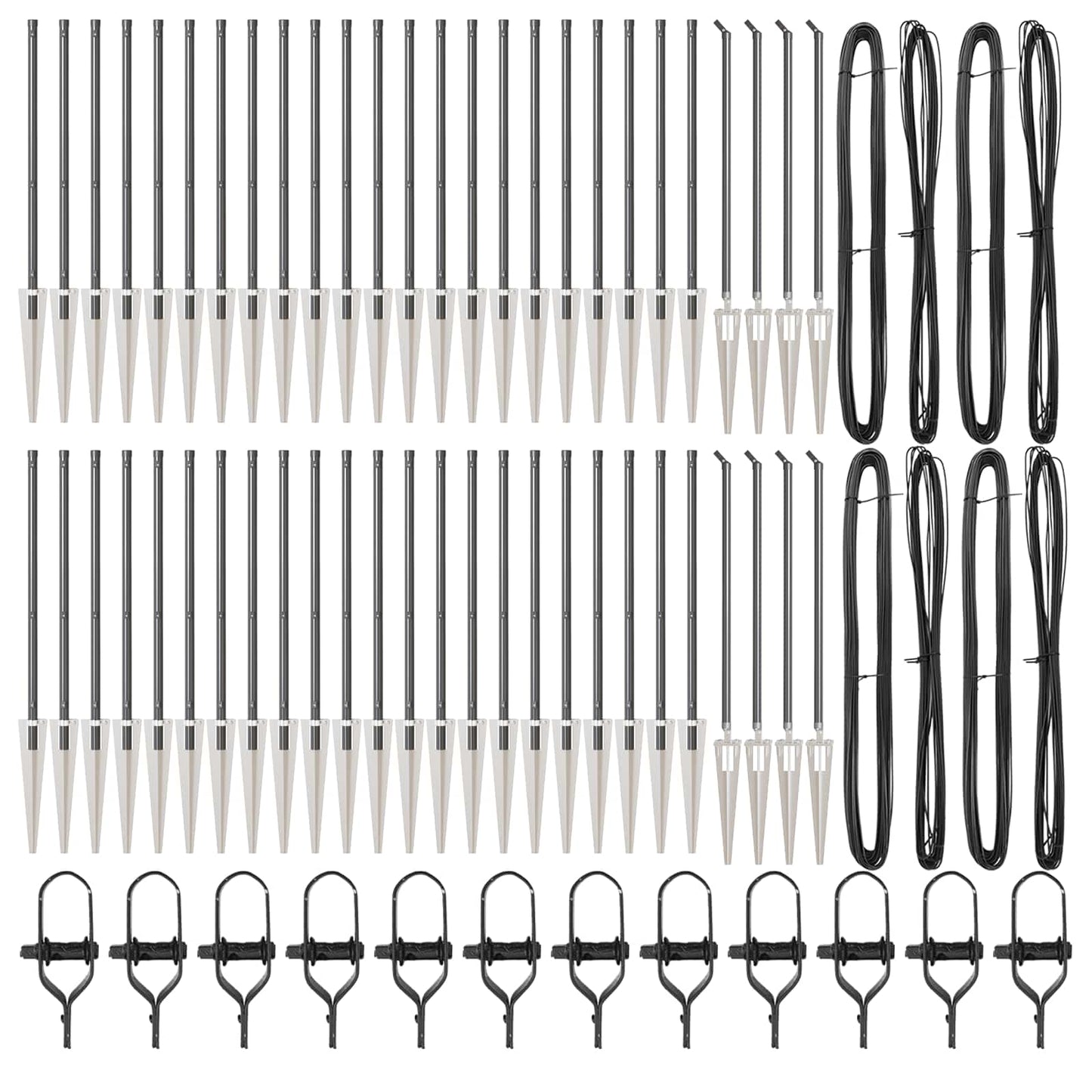 Ground Spike Fence Post 52 pcs Grey Powder-Coated Steel