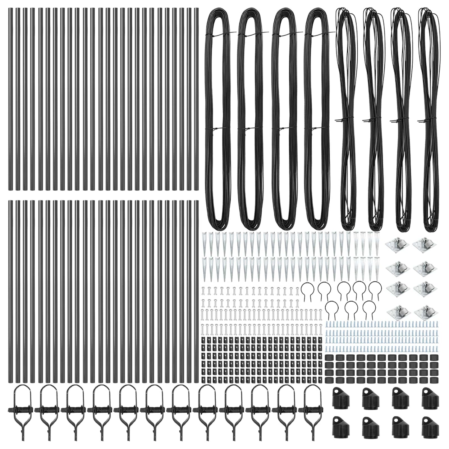Ground Spike Fence Post 52 pcs Grey Powder-Coated Steel